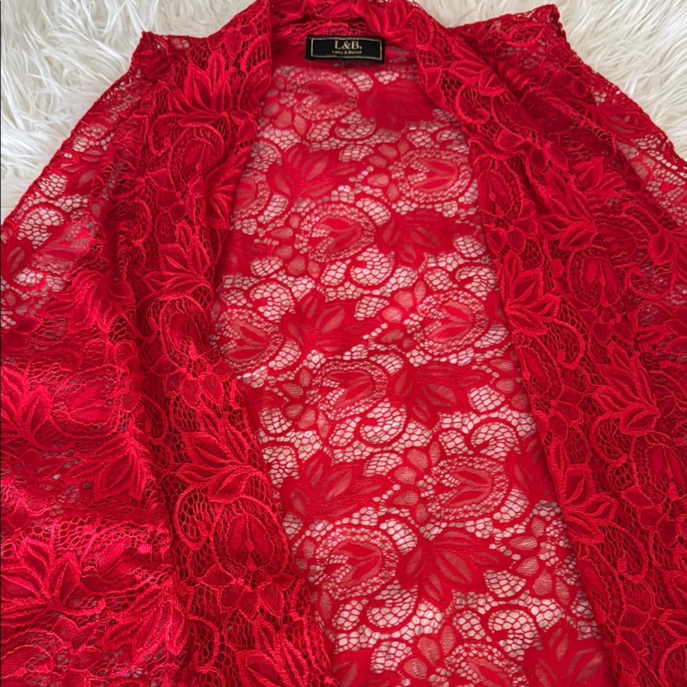 L&B Red Lace Robe - Picture 5 of 5
